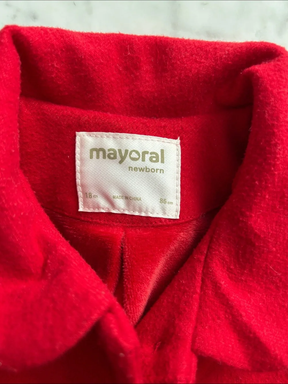 Mayoral Bright Red Girls' Pea Coat with Classic Collar size 18M